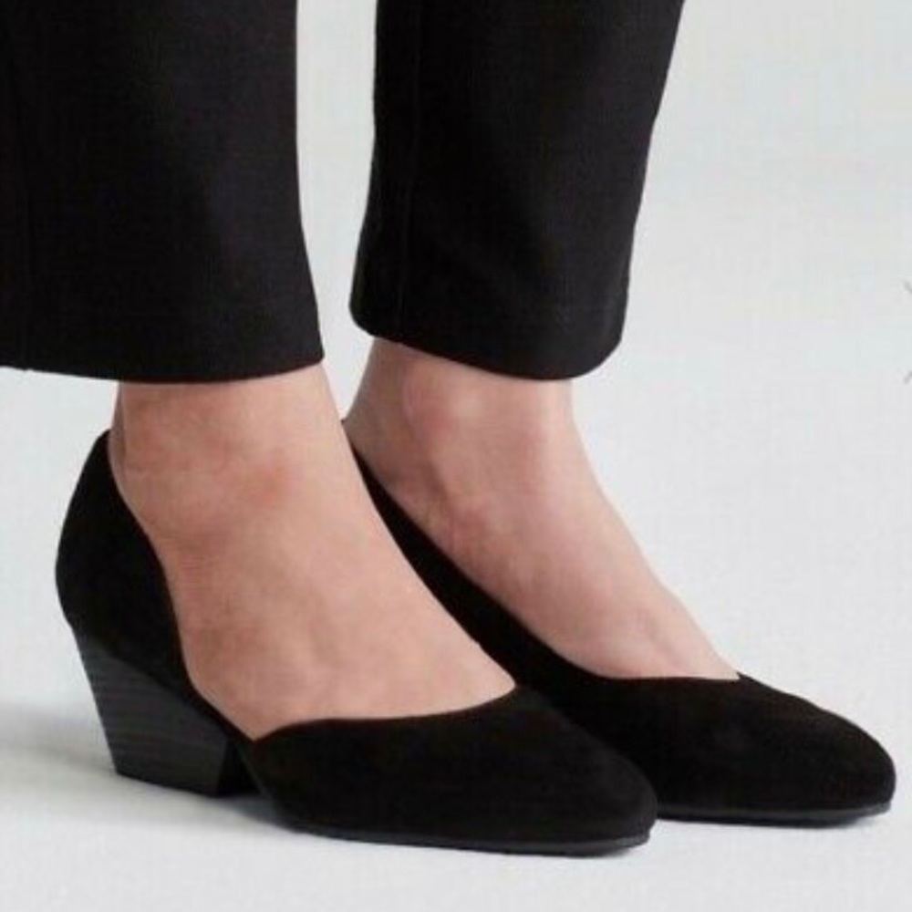 Eileen Fisher Lily Half D’Orsay Wedge Suede Pump